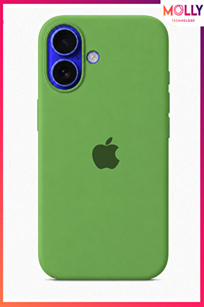 Molly iPhone 17 İçin Fıstık Yeşili Lansman İçi Kadife Mat Silikon Kılıf