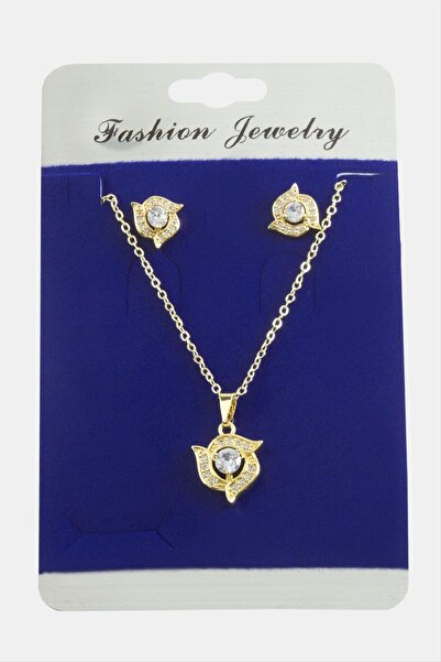 ZERO LAND Aconcept Flower Zircon Stone Set (13444) Necklace-Silver Color