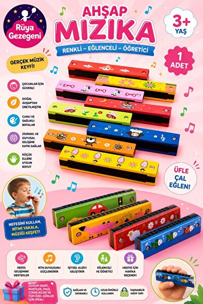 Ahşap Mızıka Nefes Egzersizi Çocuk Müzik Aleti