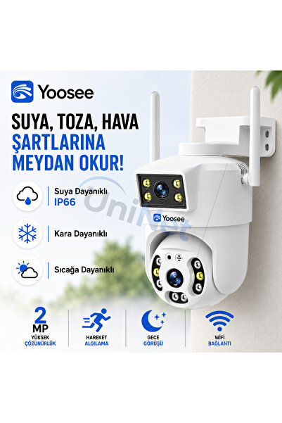 Çift Kameralı 355 Derece Döner Başlıklı Wifi Güvenlik Kamerası – Hareket Takibi, Gece Görüşü ve Uzaktan Izleme