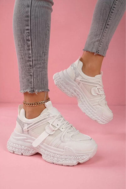 Zaira Adidasi dama albi din piele ecologica Naira #25523 - 40