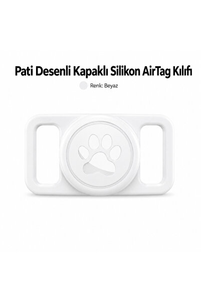 CONOCER AirTag Uyumlu Pati Desenli Kapaklı Silikon Kedi Köpek Tasma Uyumlu Ai...
