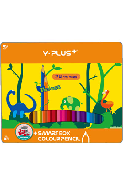 Y Plus Creioane colorate în cutie metalică - 24 bucăți - Y-Plus