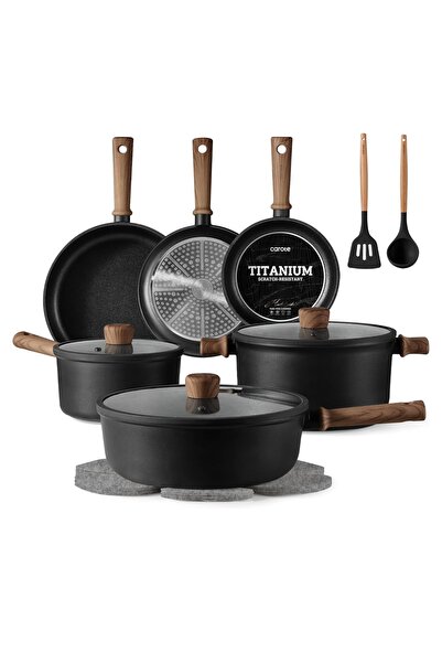 CAROTE 16-Piece Titanium Non Stick Cookware Set, Scratch-Resistant, PFOA & PF...