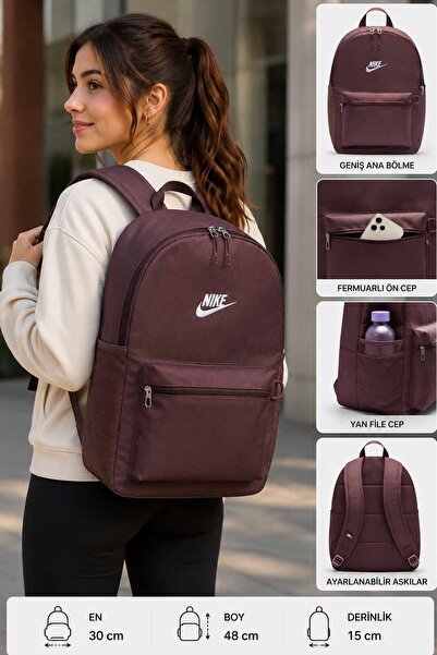 Nike حقيبة ظهر مدرسية للجنسين مقاس 30x48x15 سم، حقيبة ظهر يومية للسفر والكمبي...