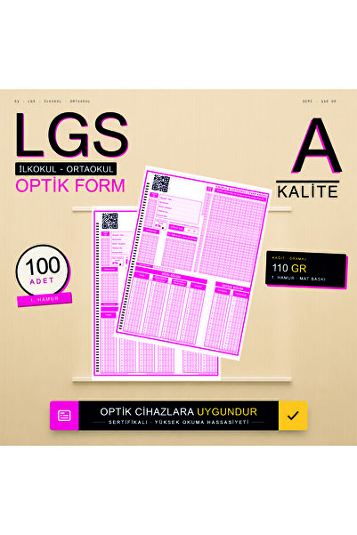 PRONET LGS Deneme Sınavları İçin 100 Adet Optik Form