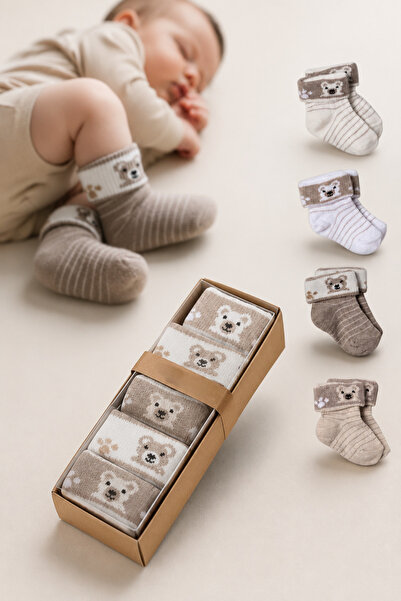 Mou&Kou 5-Piece Set of Colorful Baby Socks with Cotton Teddy Bears - Gift in ...