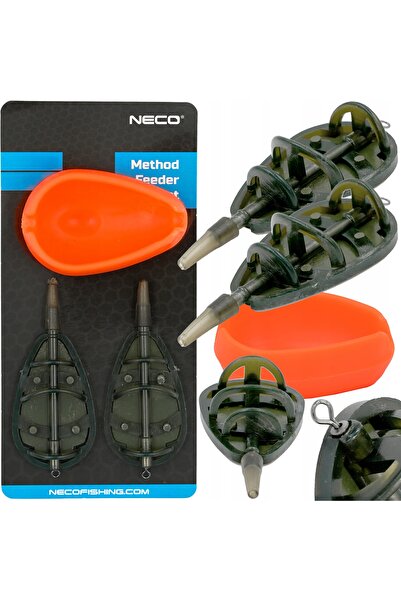 NECOMIC Coșuleț de nadă tip Method 30g 40g + Set de matrițe din silicon pentr...