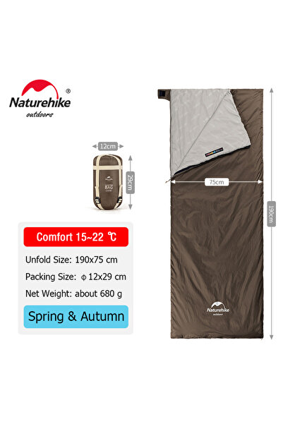 Naturehike Brown - 190x75 cm NaturehikeLW180 Sleeping Bag Ultralight Portable...