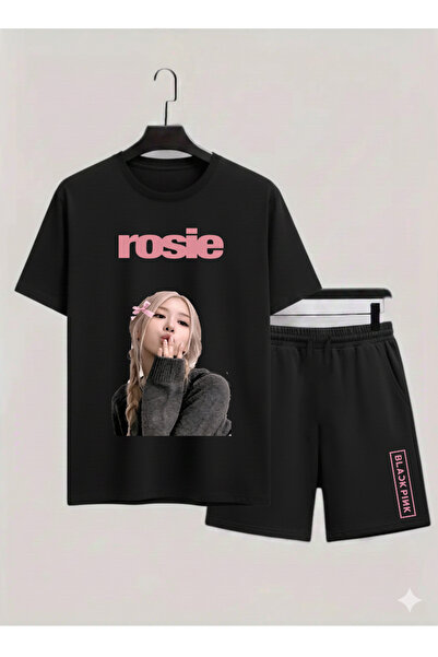 MAGORS تي شيرت قصير الأكمام من القطن المطبوع بطبعة ROSE FROM BLACKPINK K-POP ...