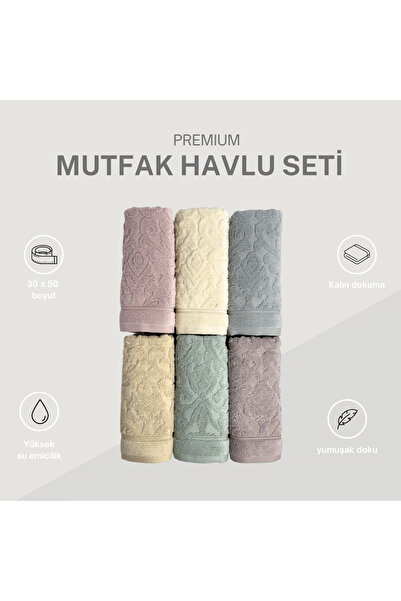 EVRA NAFİ HOME premium %micro cotton pamuklu mutfak havlu seti 6 lı 30 x 50
