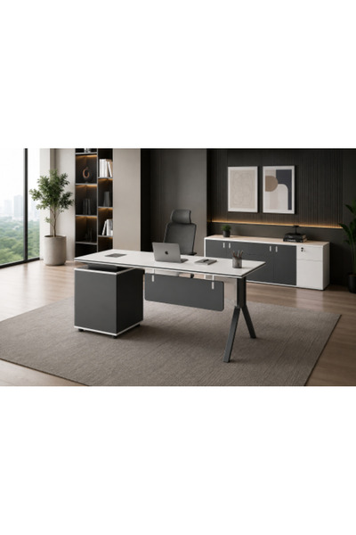 on home Executive Office Desk 140 cm – White and Grey