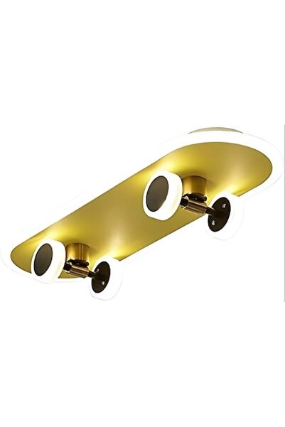 Laleluli Plafonieră LED aurie, Laleluli, skateboard cu roți luminoase, 60 cm