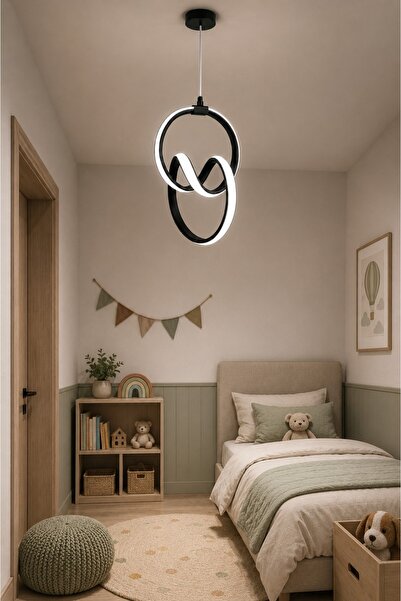 G-Light imza Modern Sarkıt Hol , Koridor Çocuk Odası Ledli Avize Siyah Led Avize