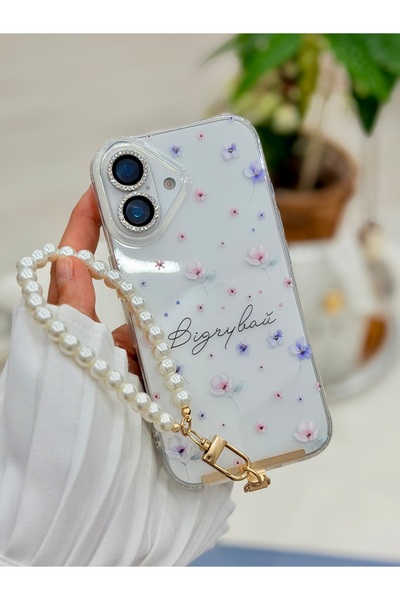 Go Aksesuar Iphone 16 Uyumlu ÇİÇEK Charm Tasarımlı Oyuncaklı Esnek Silikon Kılıf