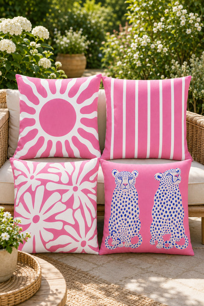 stellahomes Pink and White Decorative Throw Pillow Covers Set of 4 – Floral, ...