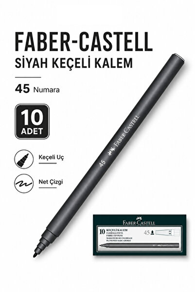 DolphFin Faber-Castell Black Felt Tip Pen Number 45, Pack of 10