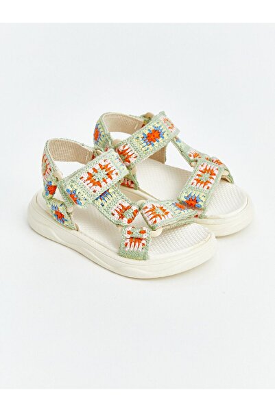 LC Waikiki Lcw Steps Green Embroidered Girls' Sandals