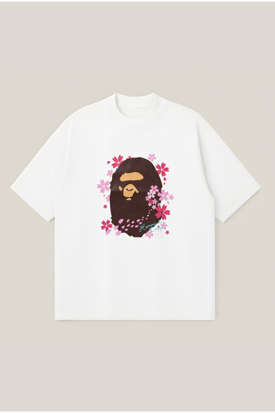 Moon Dancer تي شيرت Bape Tokyo Flowers مطبوع بقصة واسعة وفضفاضة للجنسين مصنوع...