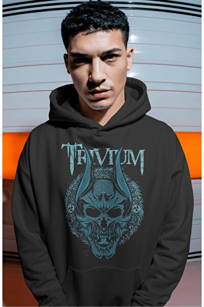 SEVBANO Hanorac premium oversize unisex cu imprimeu pe spate Trivium Rock Met...