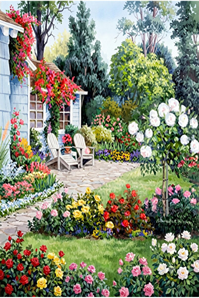 Hobiline Bahçe Keyfi 50x65 Hı Stone 5D Elmas Boncuklu Taş işleme Mozaik Goble...