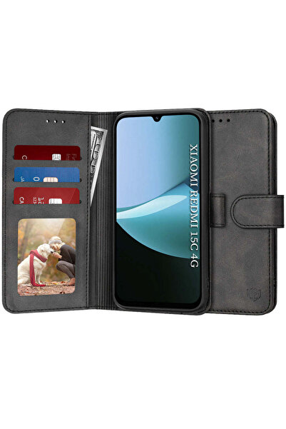Techsuit Husă pentru Xiaomi Redmi 15C 4G, tip agendă, negru - negru