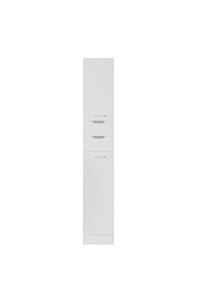 Muvu Dulap de baie din lemn alb, coloană cu rafturi, practic, stil loft, 180 cm