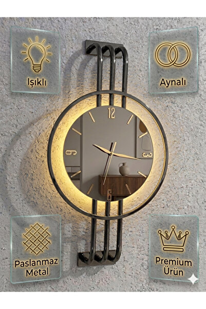 Ronson Modern Aynalı Metal Duvar Saati Gümüş Detaylı | Sessiz Akan Mekanizma ...