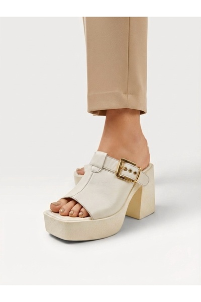 Rüya Shoes نعال نسائية بكعب عالٍ من الجلد الطبيعي - 11 سم