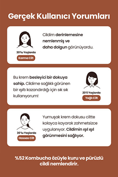 T'else Cilde Parlak Görünüm Kazandıran Aydınlatıcı ve Nemlendirici Krem T’ELSE Kombucha Hydro Glow Cream