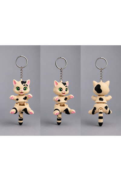 Generic Brand Keychain with Movable Cat Figure – 3D Printed Decorative Bag Or...