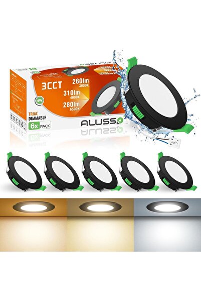 ALUSSO LIGHTING Set of 6 Recessed LED Spotlights, 4W, 310 lm, 3000K–6500K, di...