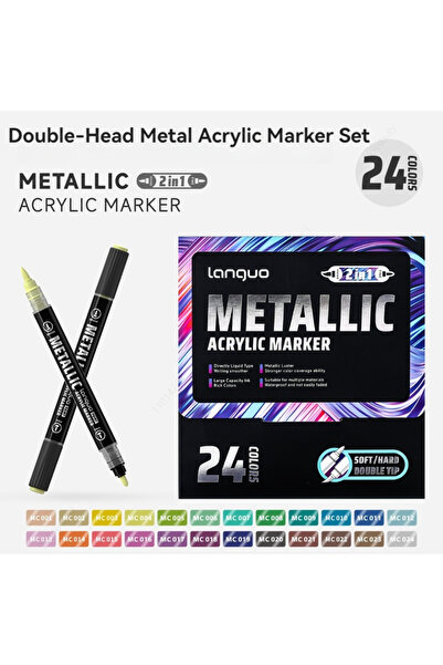 Choice 24 Colors Languo 12/24/48Colors 12pcs Metallic Color Dual Tip Marker P...