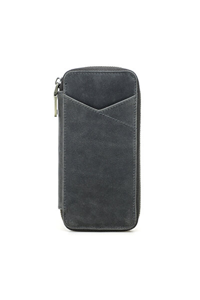 Choice1 gray Handmade Genuine Leather Pencil Case with 4 Slots Handmade Multi...