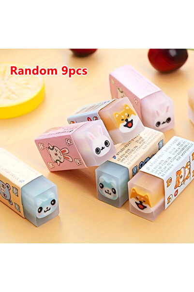 Choice Random 9pcs 3/6/9pcs Kawaii Animal Themed Square Eraser | Cartoon Desk...