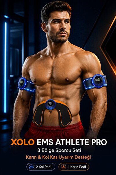 xolo EMS Athlete Pro 3 Bölge Kas Uyarım Seti 2 Kol Pedi ve 1 Karın Pedi Şarjl...