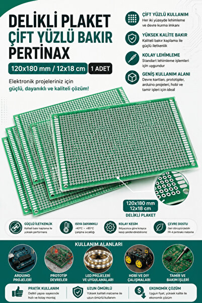 RoboPazar Delikli Plaket Bakır Çift Yüzlü 120x180 mm / 12x18 cm 1 adet ( Pert...
