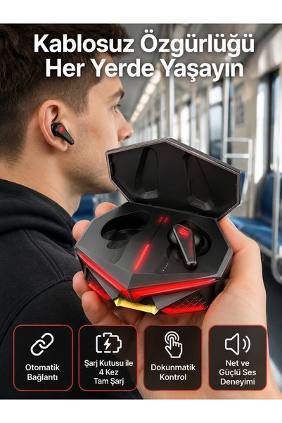 Najmaddin Tek Najma Profesyonel TWS Işıklı Kablosuz Bluetooth Kulaklık Oyuncu Kulaklığı Yeni