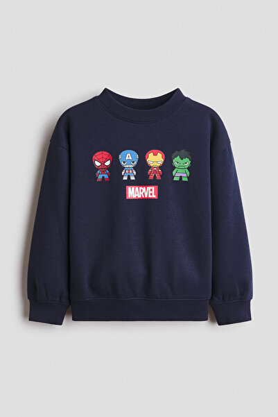 H&M Baskılı ve İçi Tüylü Sweatshirt