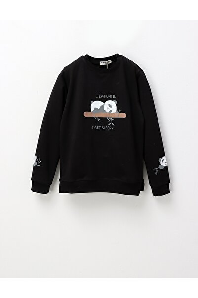MiniKids Bluza I EAT UNTIL fetite, negru