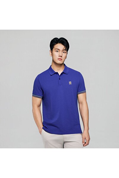 Giordano Men’s Cotton Slim Performance Polo with Small Lion Embroidery