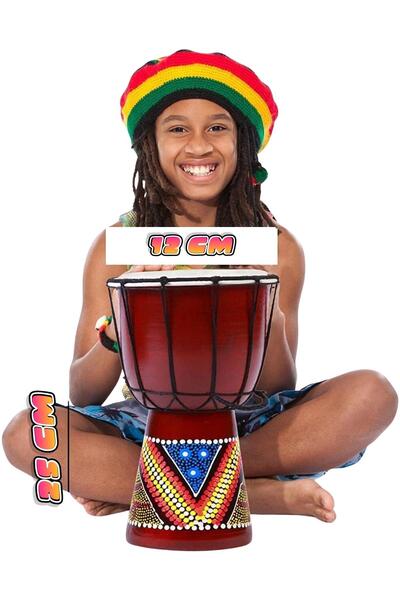 Dünyadan Hediyeler Djembe Davul Darbuka Renkli Afrika El Yapımı 25cm Çocuk Bo...
