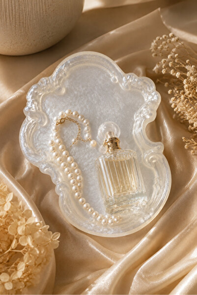 PELIUS Decorative Tray Jewelry Tray Perfume Tray Transparent Pearlescent Vint...