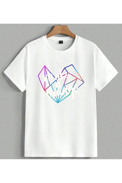 ELFERA Crystal Geometry Colorful Printed Unisex Oversize T-Shirt White