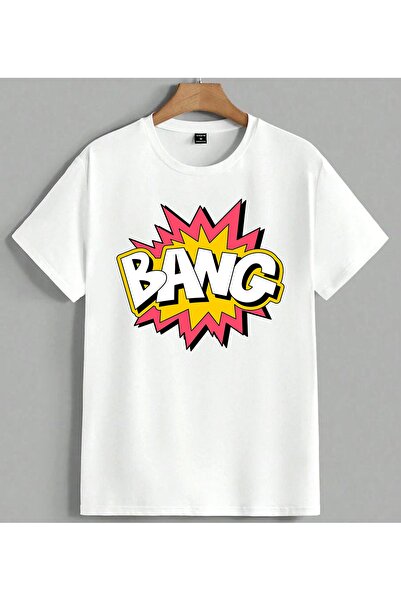 ELFERA Bang Comic Art Explosion Printed Unisex Oversize T-Shirt White