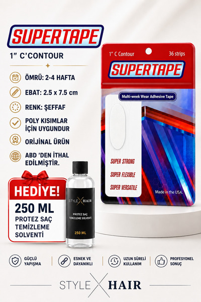 Super Tape Style Hair 36’lı Oval Protez Saç Bandı 250 ML Protez Saç Temizleme...