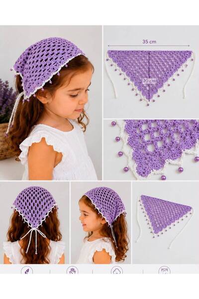 PİNKBAG Hand Knitted Lilac Children's Bandana