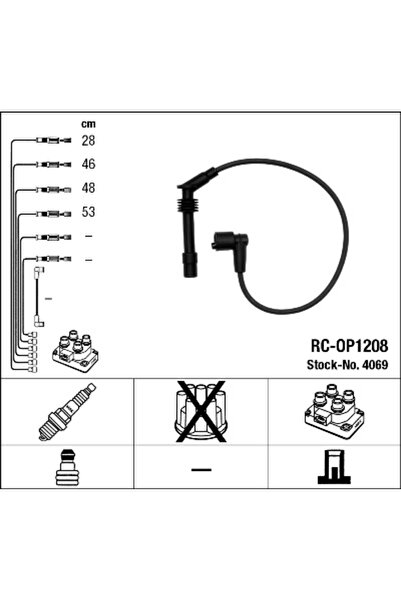 NGK Set Cablaj Aprinder 4069 Opel Astra F/Astra F Classic/Astra G/Combo/Corsa...