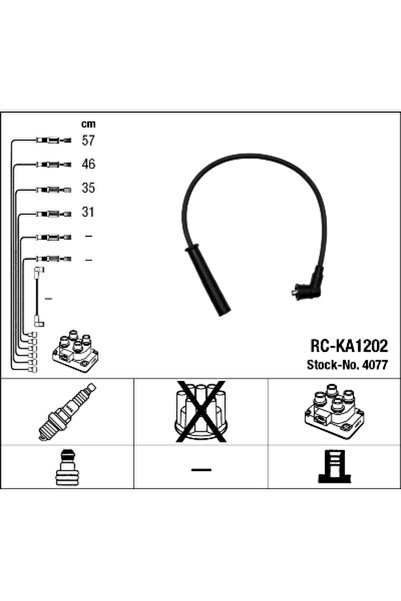 NGK Set Cablaj Aprinder 4077 Kia Rio 1