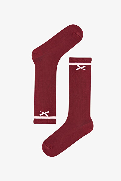 Penti Burgunderrote Collage-Hosensocken aus gestreifter Baumwolle mit Fliege